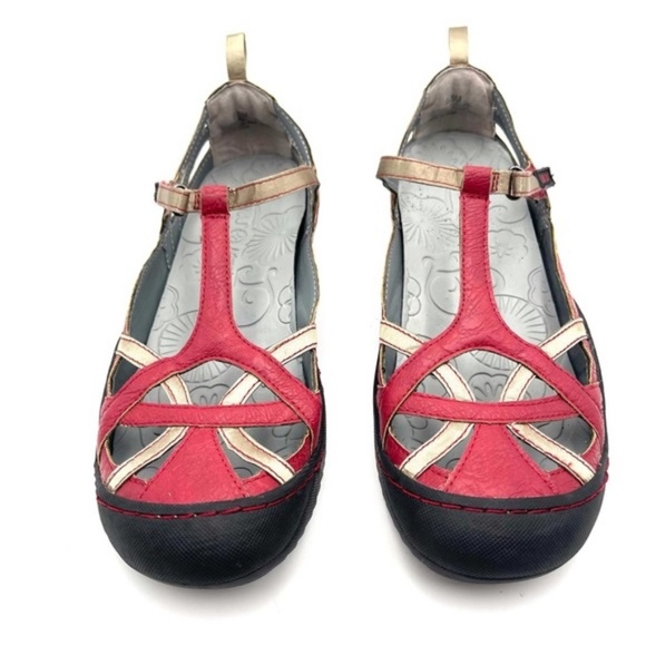 JBU Jambu Red & Gold Current T-strap Sandals 7.5 - Picture 2 of 12